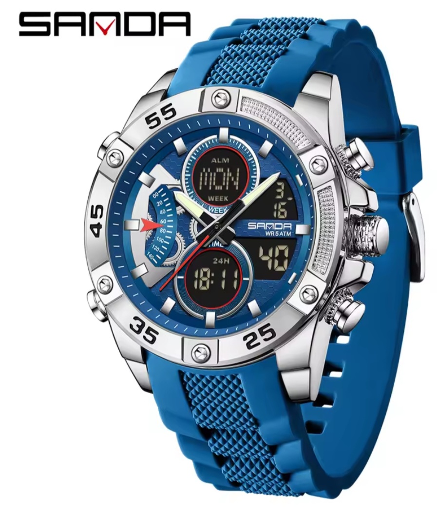 Sanda Silver Blue watch Dual - Time